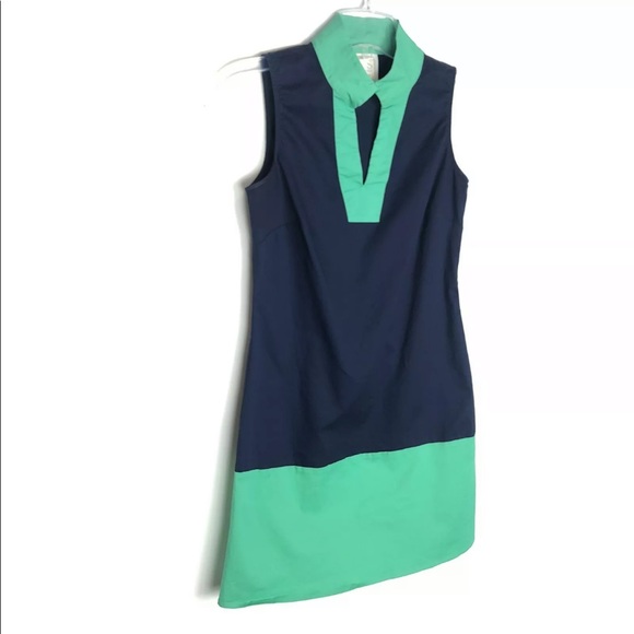 Sail To Sable STS sleeveless navy blue green dress - Picture 3 of 7